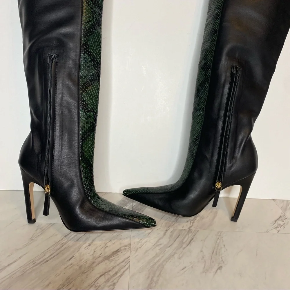 Good American The Koko Snake Embossed Leather Over The Knee Boot 5